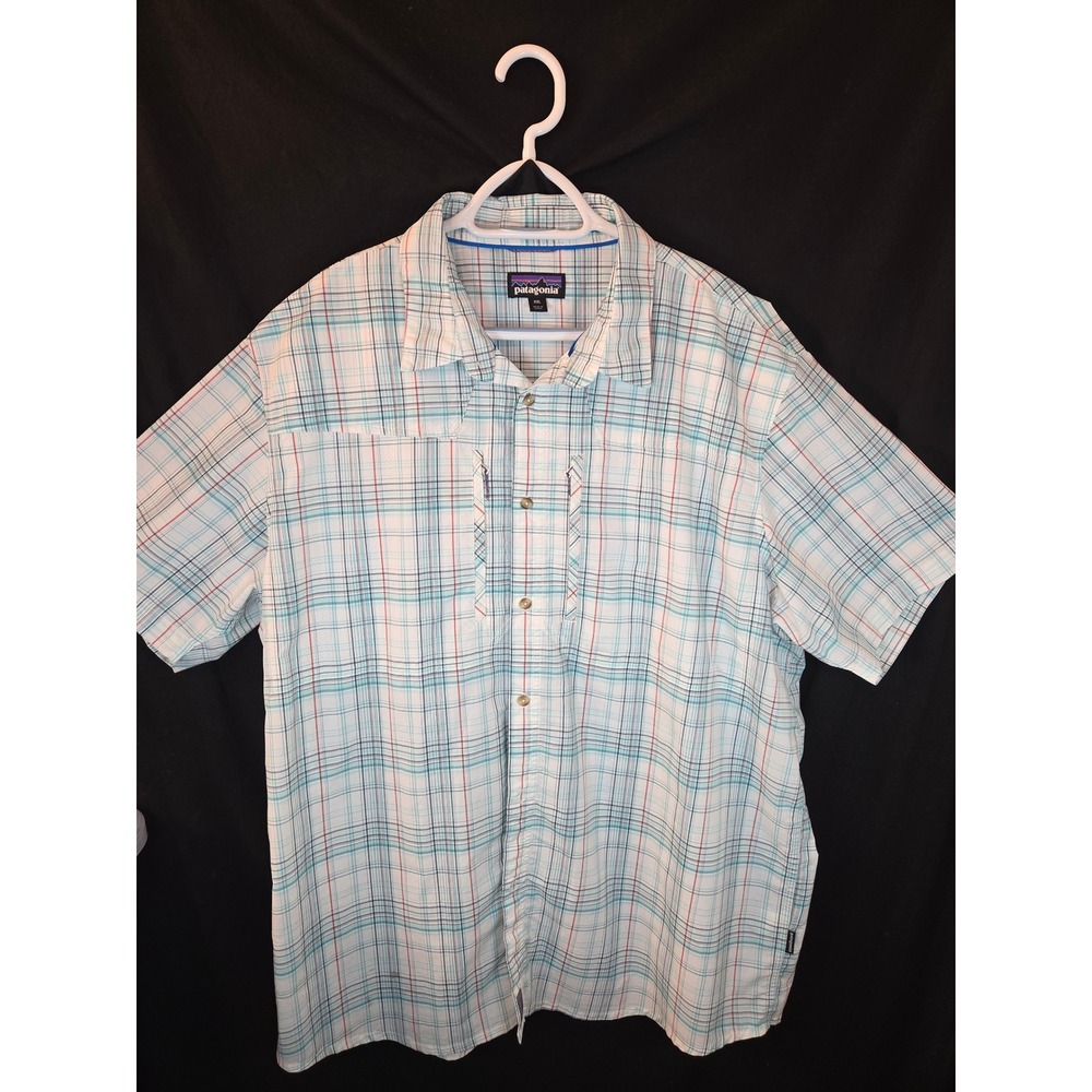 Patagonia Mens Fishing Plaid Short Sleeve Button Down Shirt XXL Breathable